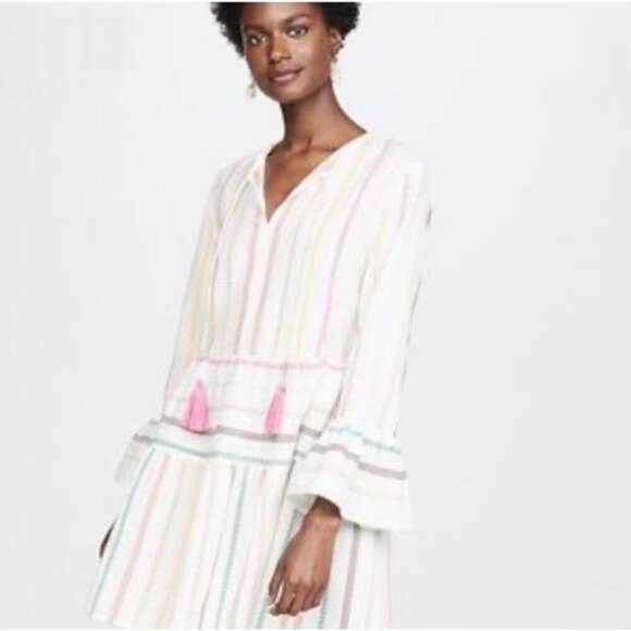 PilyQ Striped Colorful 3/4 Sleeve Beach Swimsuit Coverup Tunic Women’s Small XS - Picture 1 of 7